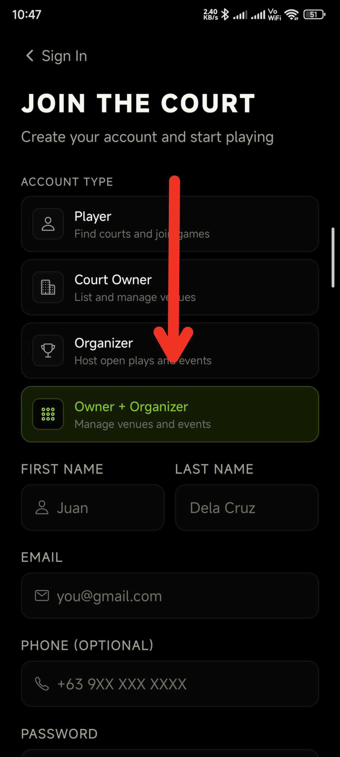 Mobile app screenshot