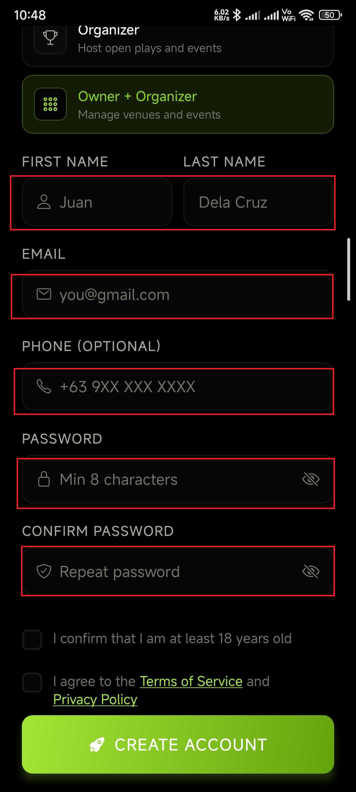 Mobile app screenshot