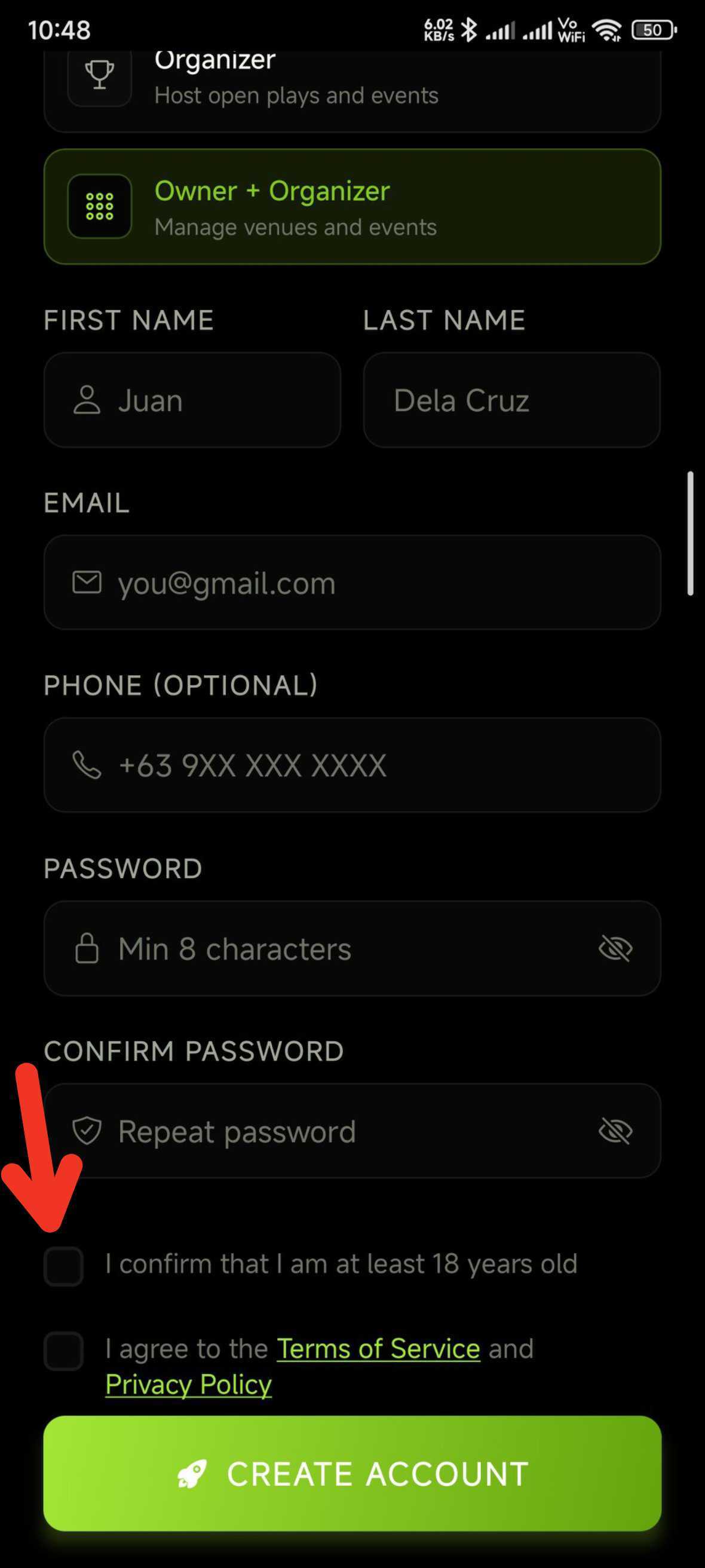 Mobile app screenshot