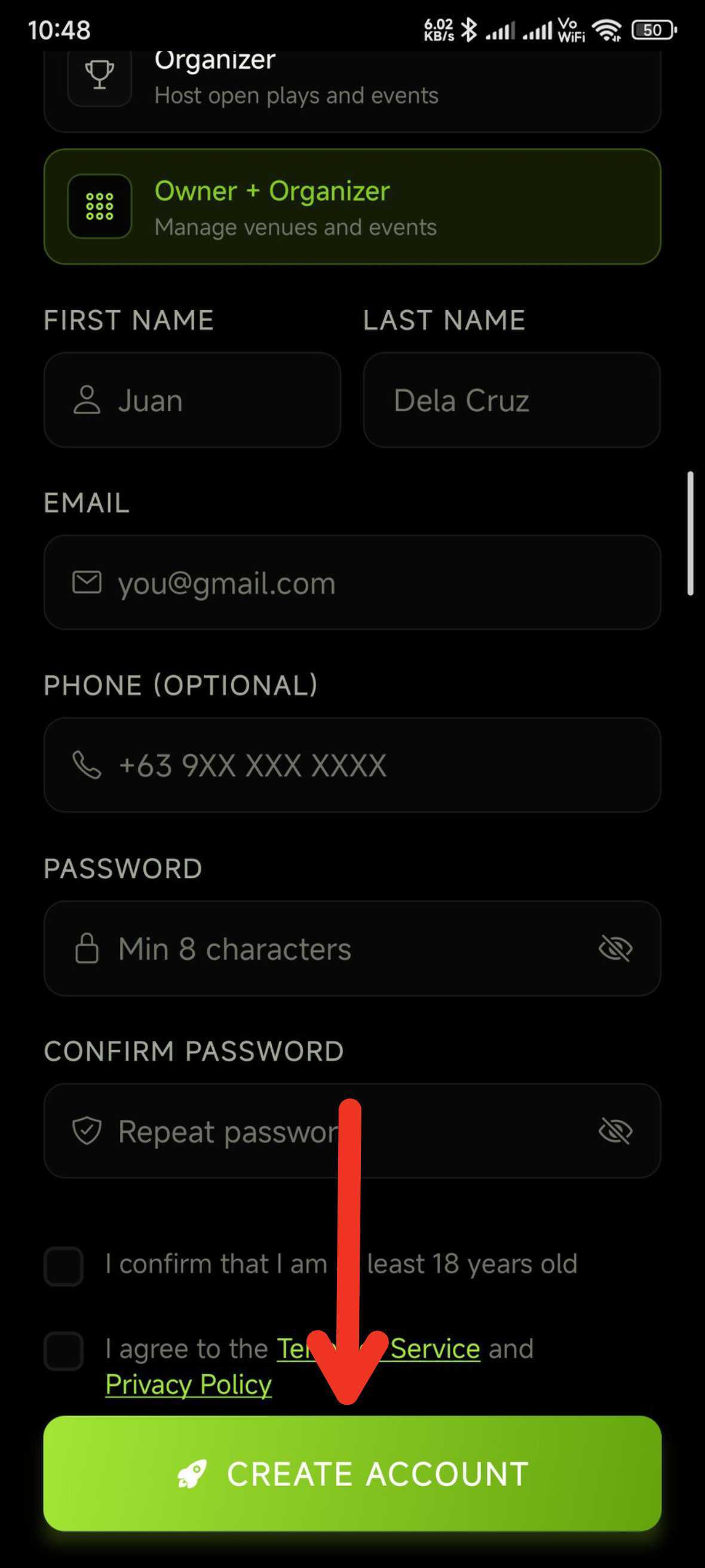 Mobile app screenshot